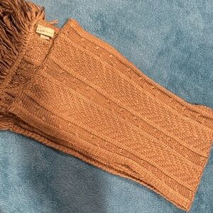 Brown Cable Knit Scarf by Fownes